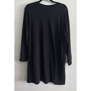 EILEEN FISHER Black Tunic dress Minimalist Pockets Stretch Relaxed womens PS